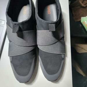 Hugo Boss Men's Black Slip-On Elastic-Strap Sneakers